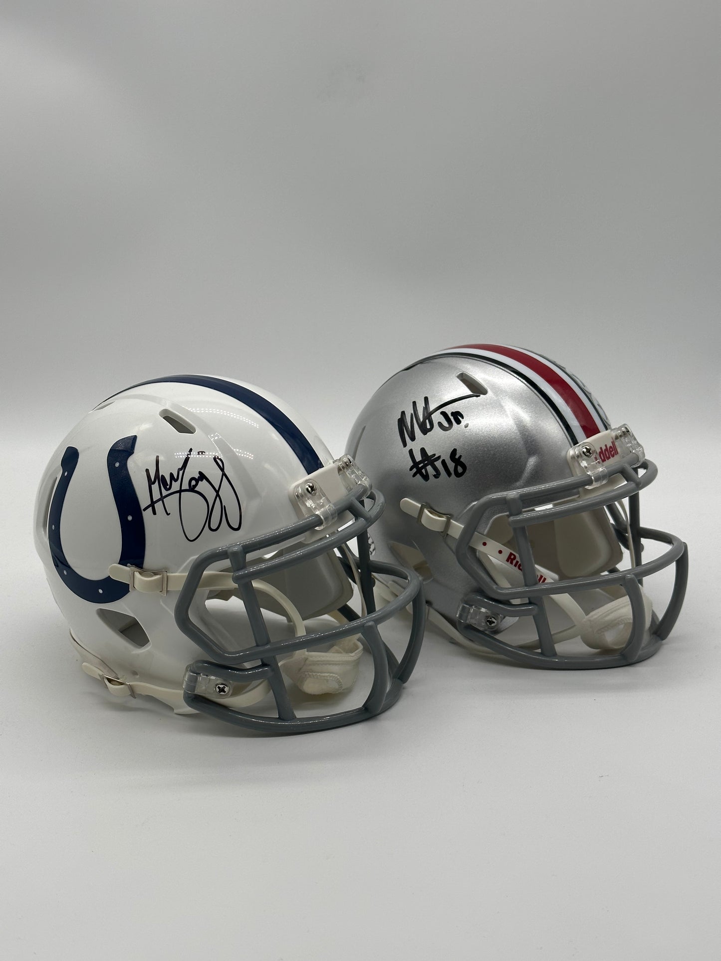 Pair of Autographed Marvin Harrison Sr & Marvin Harrison Jr - Mini Speed Helmet