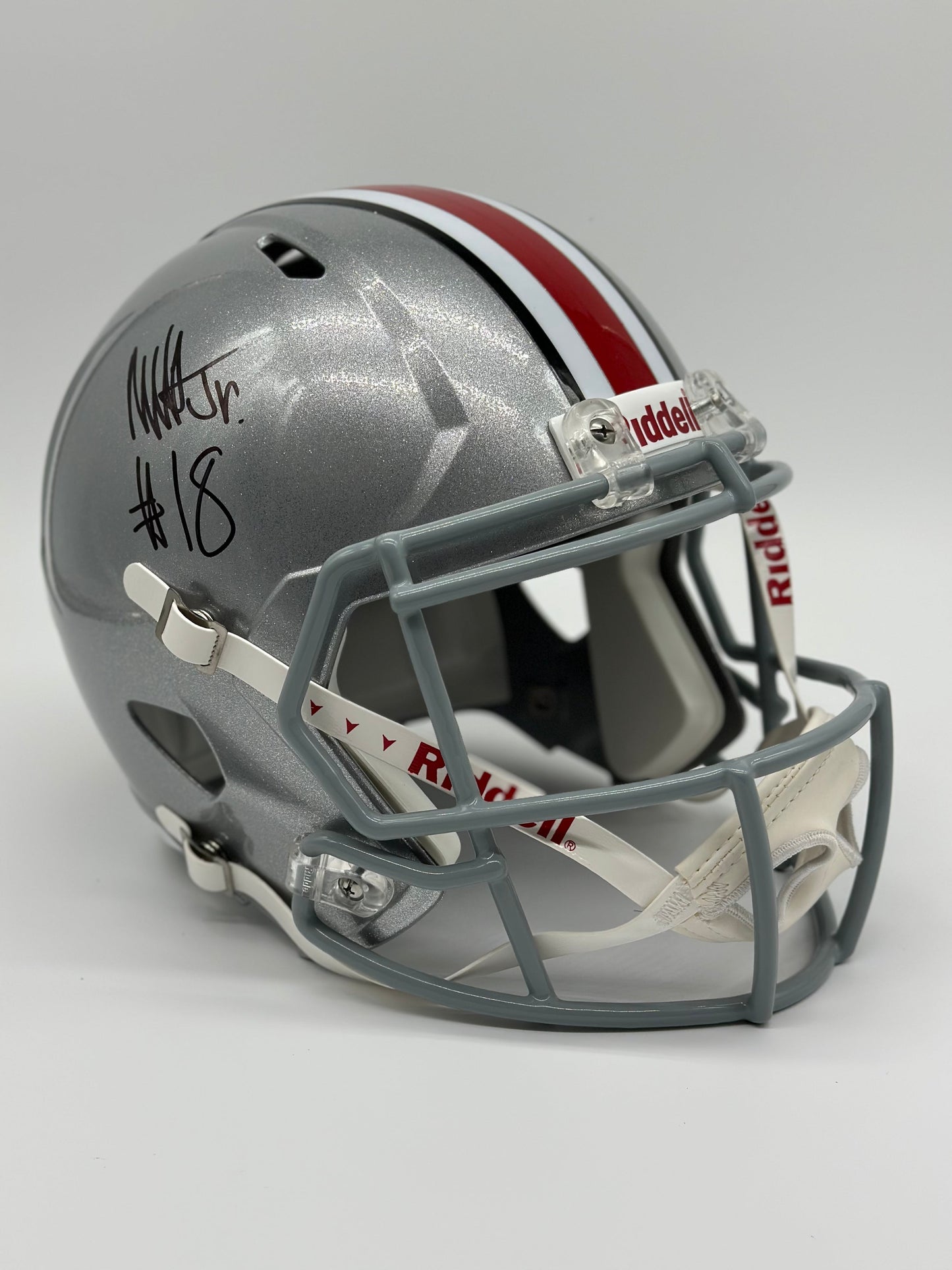 Autographed Marvin Harrison Jr Silver Full Size Authentic Speed Helmet - Riddell