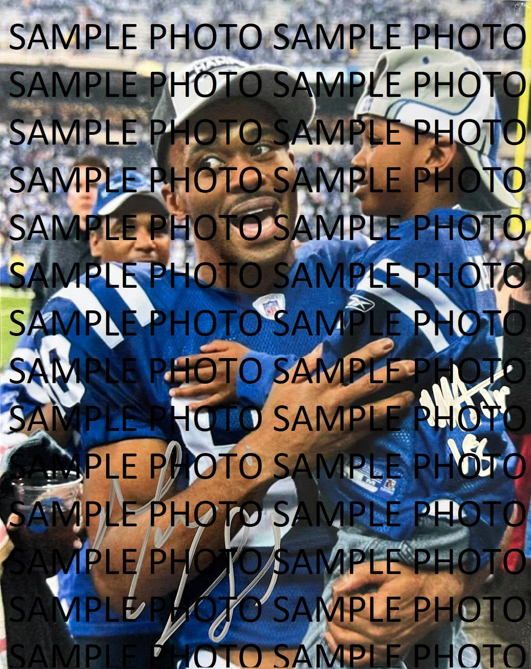 Marvin Harrison Sr & Marvin Harrison Jr 2007 Super Bowl Autograph Signed 8x10 Photo