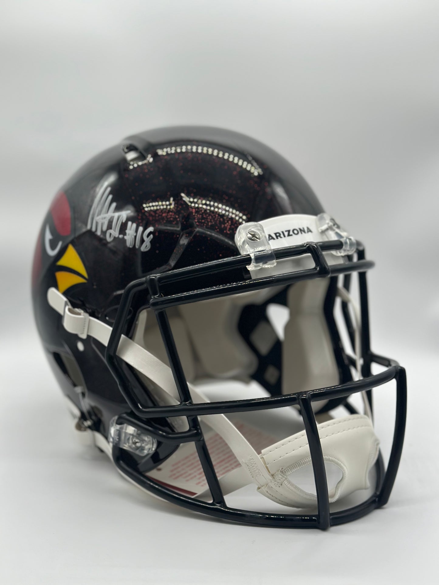 Cardinals Autographed Marvin Harrison Jr Full Size Replica Speed Helmet - Riddell - Matte Black