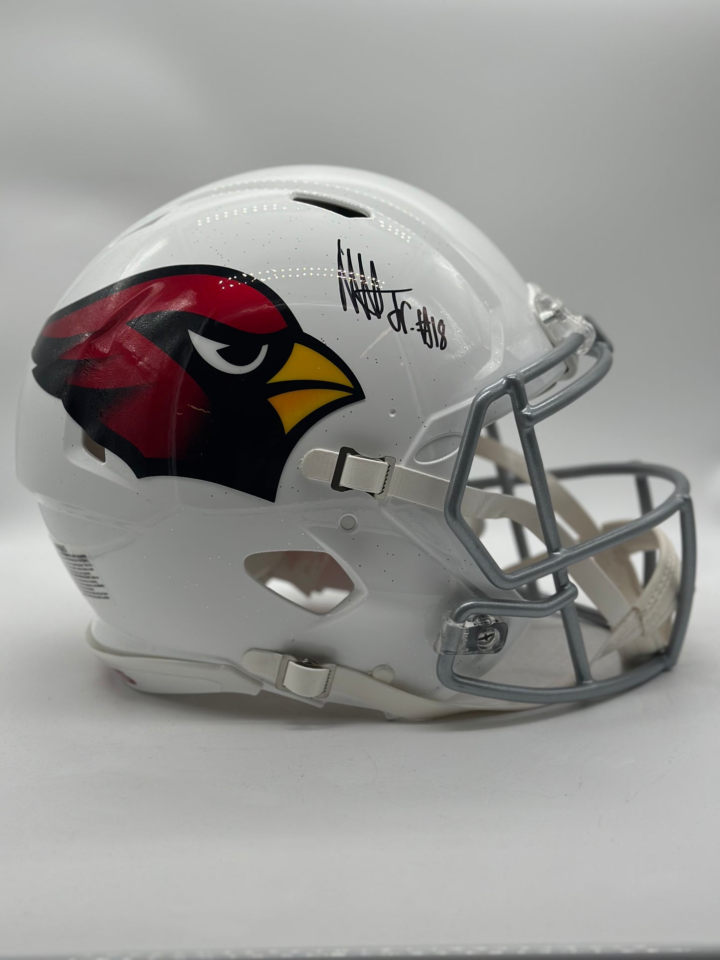 Cardinals Autographed Marvin Harrison Jr Full Size Replica Speed Helmet - Riddell - White