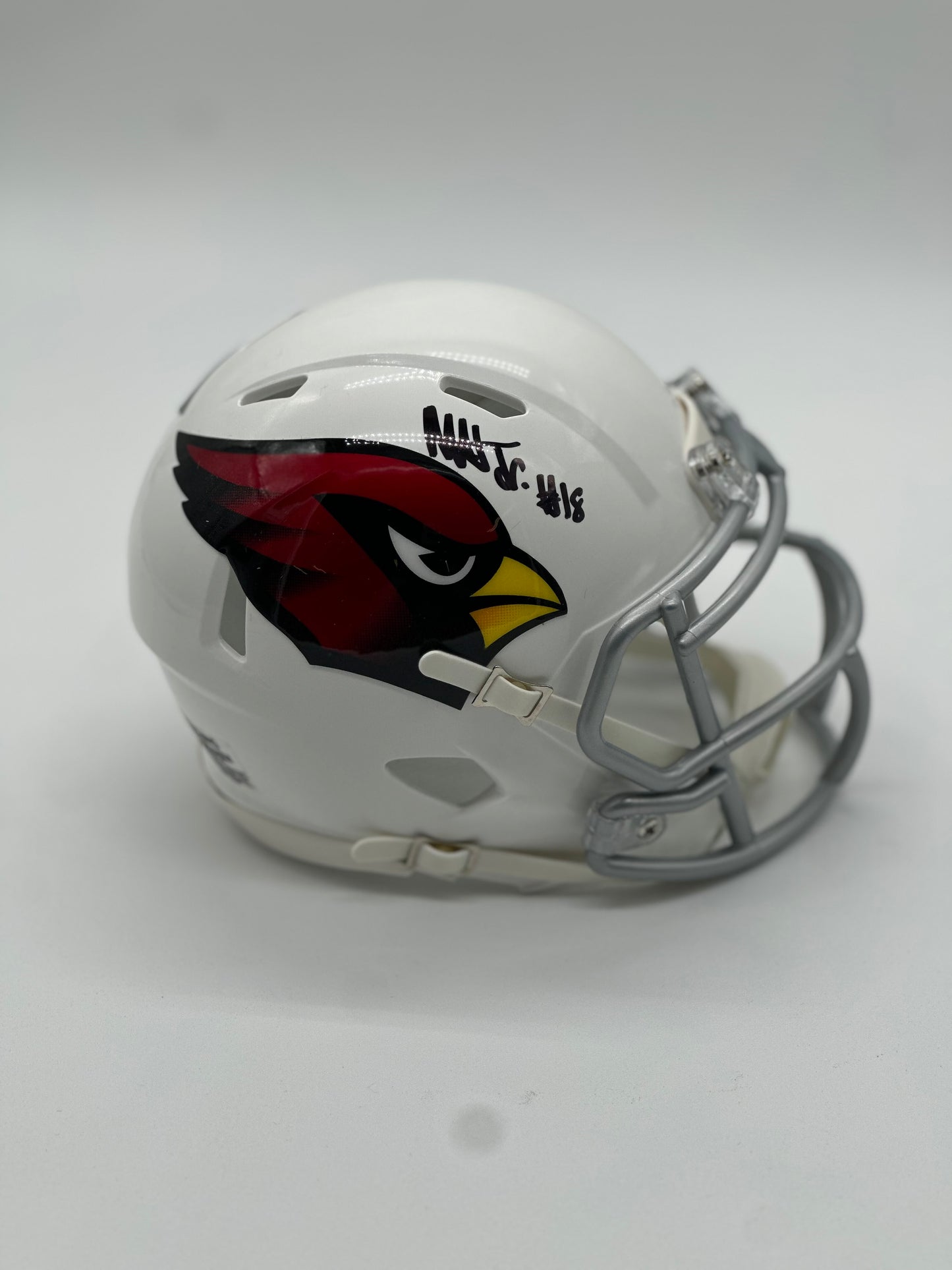 Cardinals Autographed Marvin Harrison Jr Mini Speed Helmet - Riddell - White