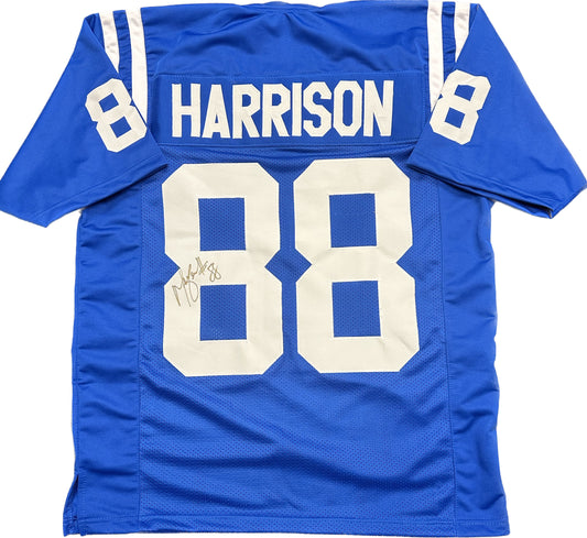 Autographed Marvin Harrison #88 Adult Jersey Blue - Gold Collection
