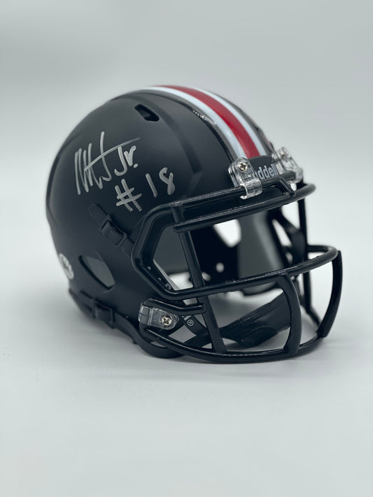 Autographed Marvin Harrison Jr Mini Speed Helmet - Riddell - Matte Black